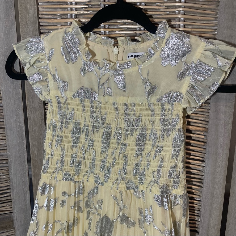 Girl’s Self-Portrait Metallic Jacquard Tiered Dress - size 7/8 - Picture 4 of 13